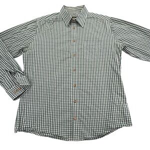 Hammerschmid Shirt Mens L EUR 43 Green Long Sleeve Button Up Cotton Slim Fit